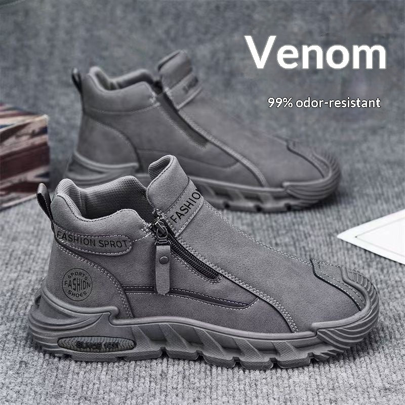 Trendy Men's Slip-Resistant Workwear Shoes – Versatile Zipper Footwear