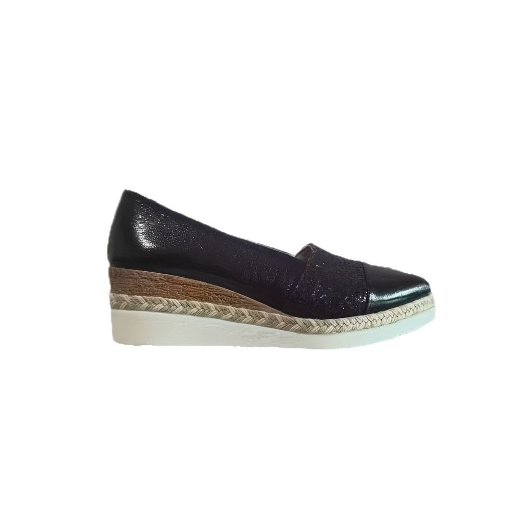 Pointed-Toe Sequined Wedge Espadrille Platform Slip-On Shoes