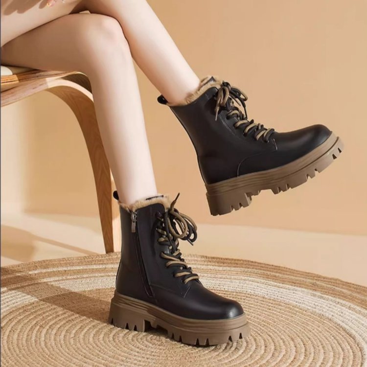 Women's Sequin Fleece-Lined Mid-Calf Boots | Chunky Heel Winter Boots
