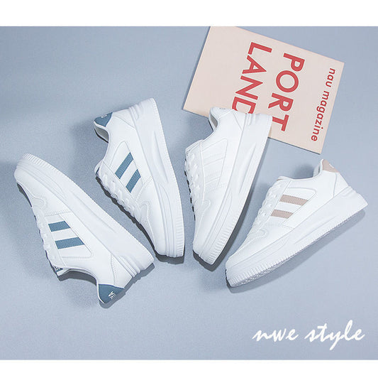 Women's Trendy Leather Casual Sneakers | Color-Block Sports Shoes