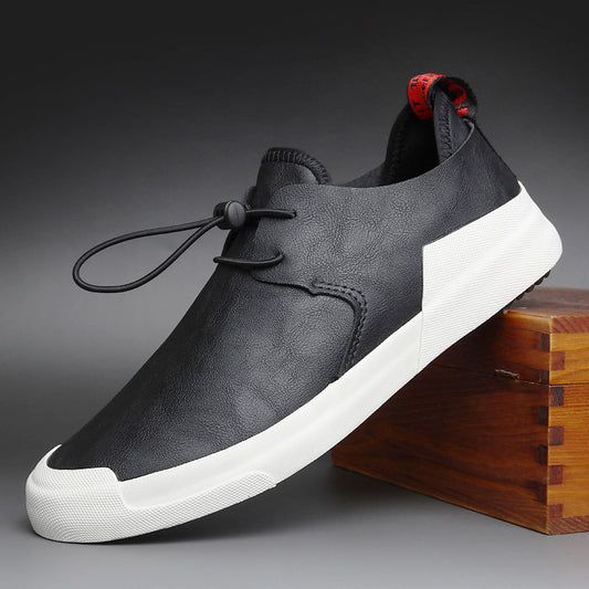 Men's PU Leather Casual Sneakers | Flat Heel Everyday Shoes for Young Men