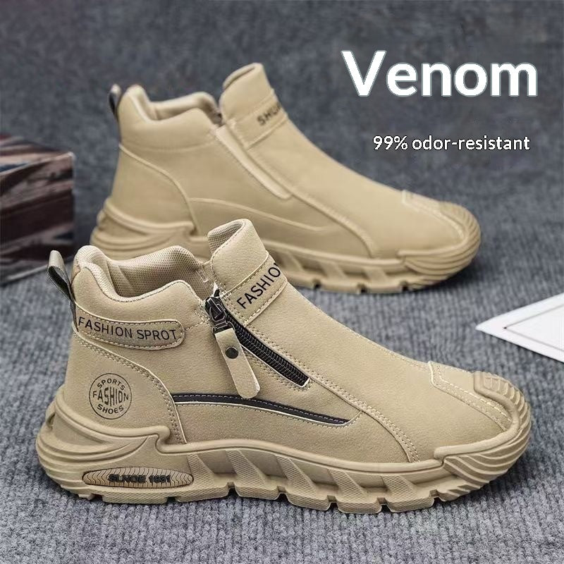 Trendy Men's Slip-Resistant Workwear Shoes – Versatile Zipper Footwear