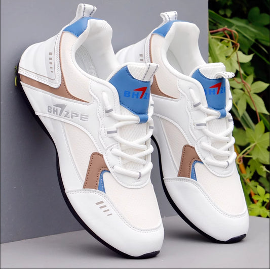 Men's Color Block Casual Sneakers – Flat Heel, Mesh Lining