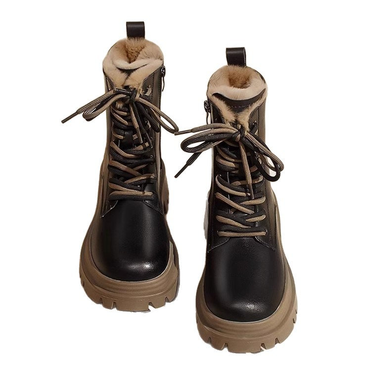 Women's Sequin Fleece-Lined Mid-Calf Boots | Chunky Heel Winter Boots